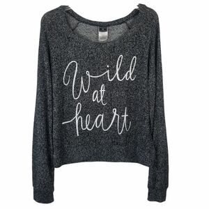 STRANDED " WILD AT HEART" BLACK WHITE KNIT SWEATER. SIZE XL.